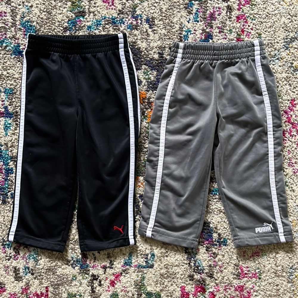 Lot of (2) Puma Black & Gray Striped Track Pants Boys Sz 18mos